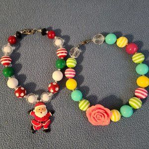 USED Jewelry LOT Kids Girls Children Necklace Christmas Santa